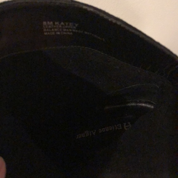 Etienne Aigner Katey Black Suede Leather Heel Boots Square Toe Womens Size 8 - Picture 6 of 7